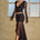 NERIDAH RUFFLE FRONT MAXI SKIRT - BLACK