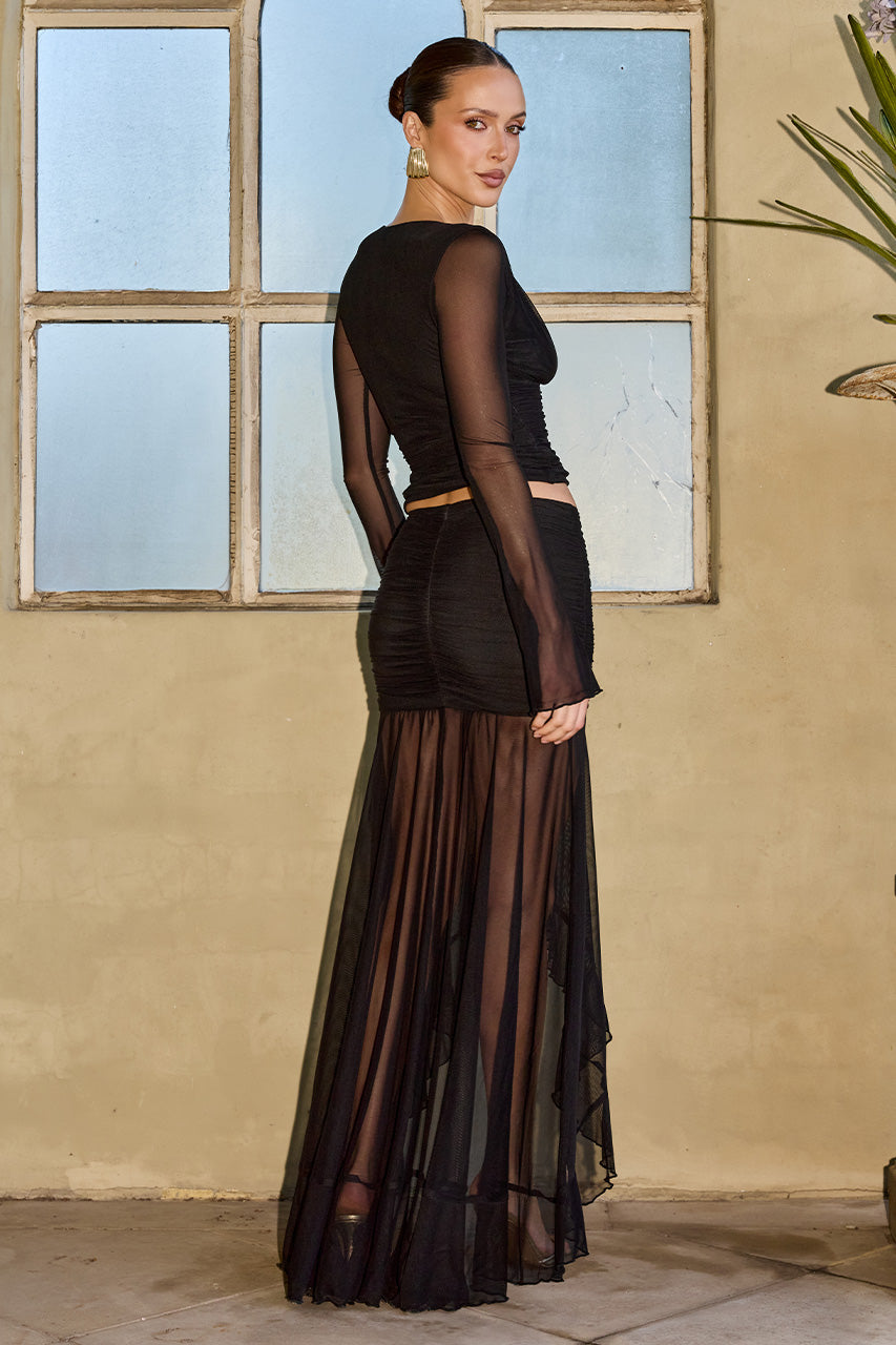 NERIDAH RUFFLE FRONT MAXI SKIRT - BLACK - NERIDAHLONGSLEEVETOPXNERIDAHRUFFLEFRONTMAXISKIRT-BLACK-5_074cbcf5-abbb-479c-bbc2-9f3bfaa1602d