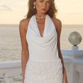 NERINE LOW PLUNGE COWL MINI DRESS - WHITE