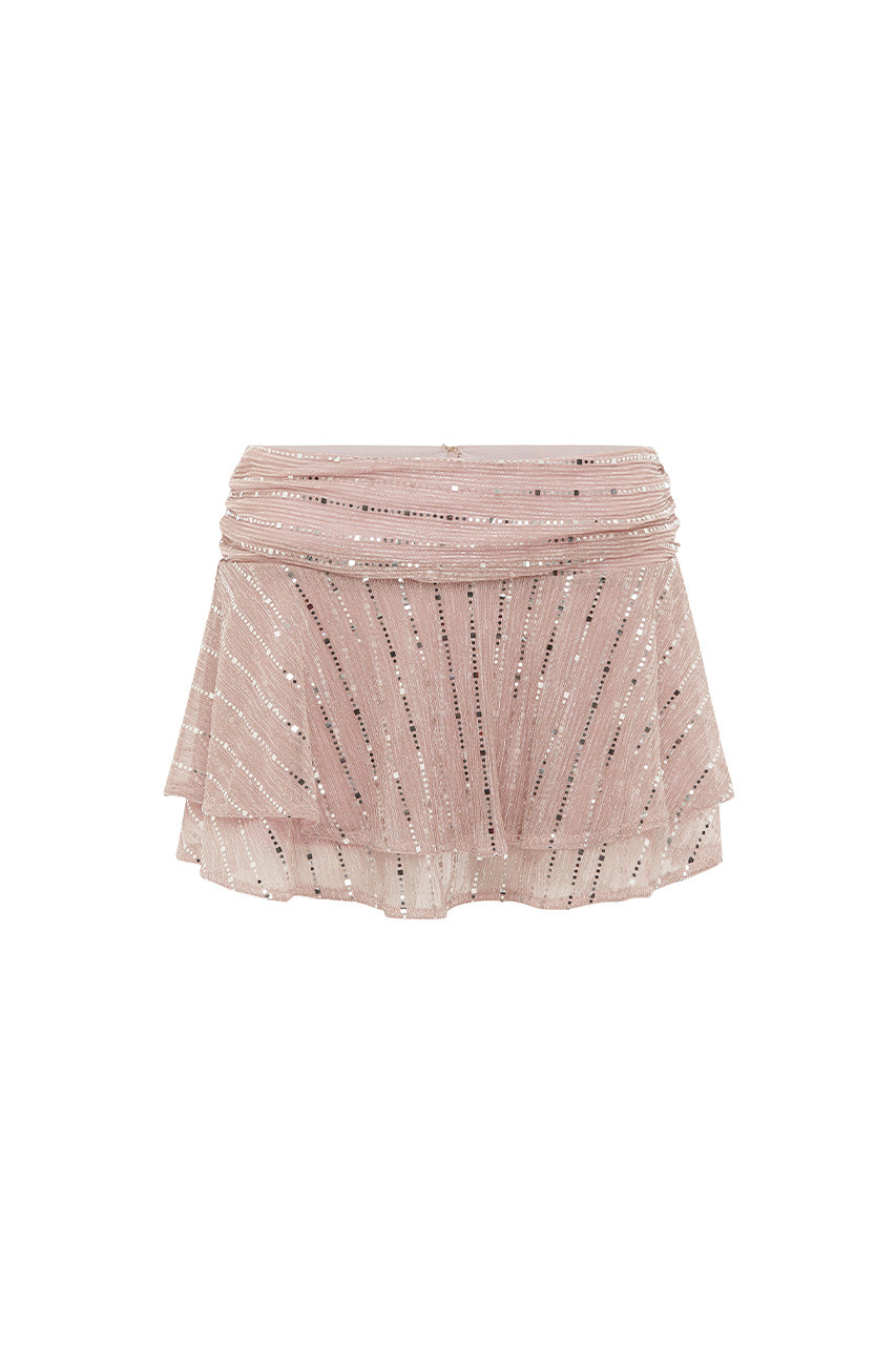 NERISSA DOUBLE RUFFLE MINI SKIRT - MUSK - NERISSADOUBLERUFFLEMINISKIRT-MUSK