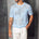 NICOLAS SHORT SLEEVE KNIT TOP - SKY BLUE
