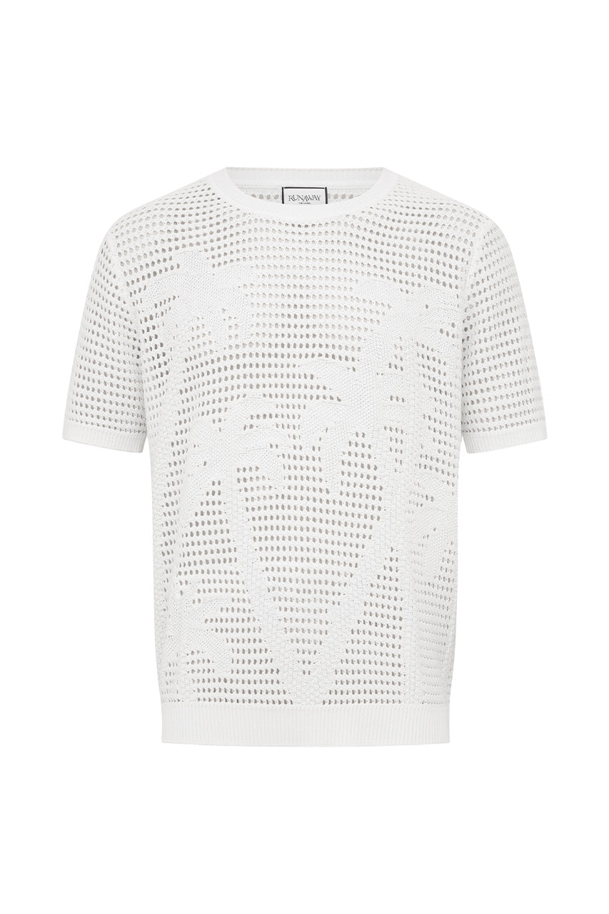 NICOLAS SHORT SLEEVE KNIT TOP - WHITE - NICOLASSHORTSLEEVEKNITTOP-WHITE
