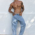 NICOLO WIDE LEG JEANS - BLUE MID WASH
