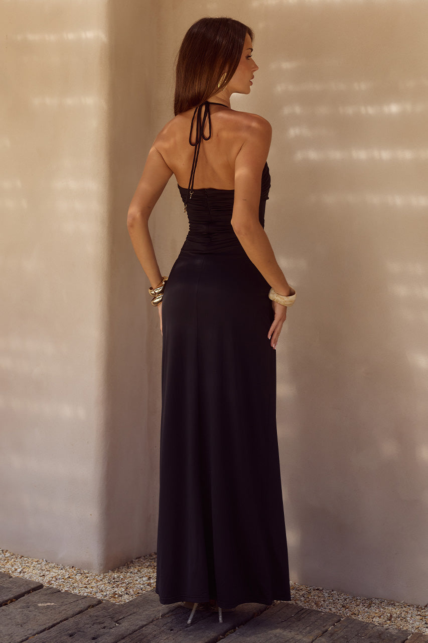 NINA RUCHED HALTER MAXI DRESS - BLACK - NINARUCHEDHALTERMAXIDRESS-BLACK-4