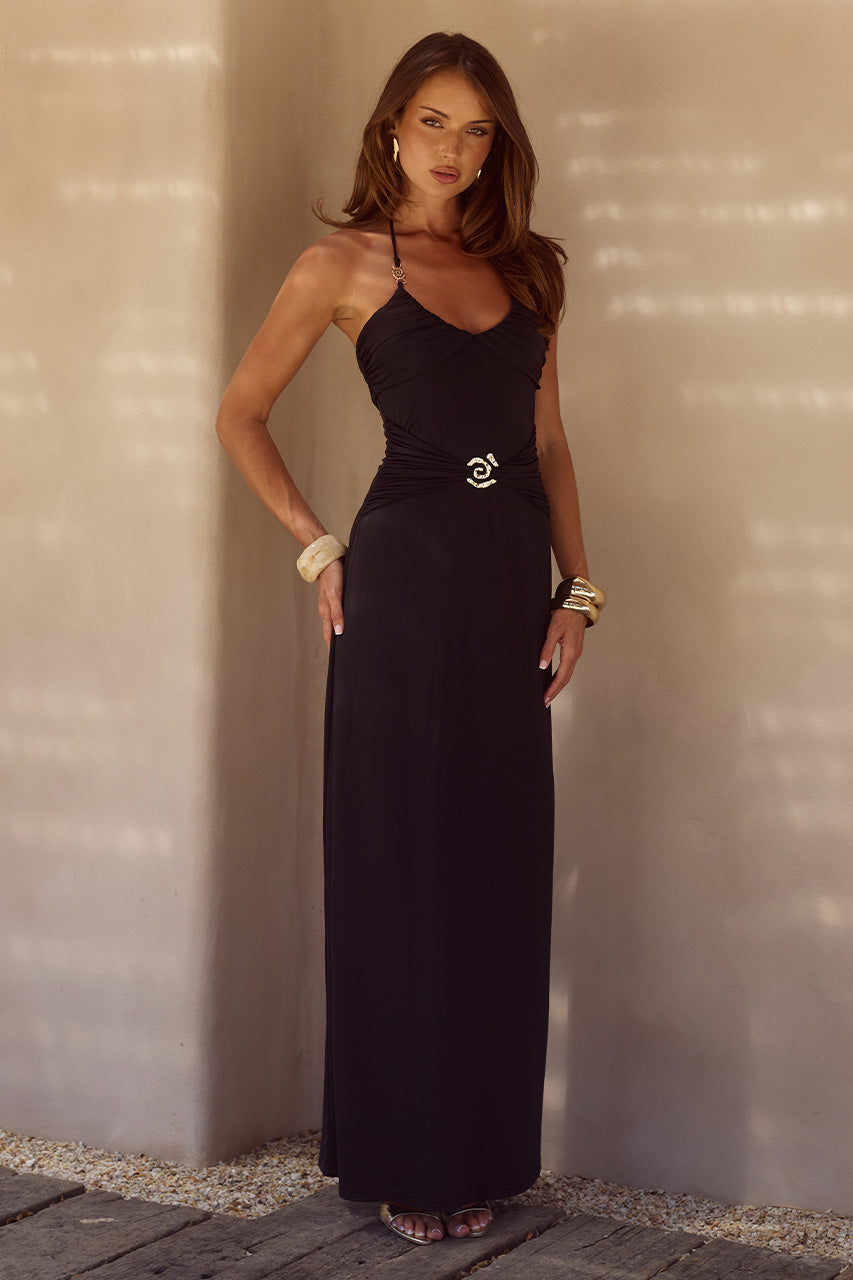 NINA RUCHED HALTER MAXI DRESS - BLACK - NINARUCHEDHALTERMAXIDRESS-BLACK-5