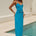 NINA RUCHED HALTER MAXI DRESS - OCEAN
