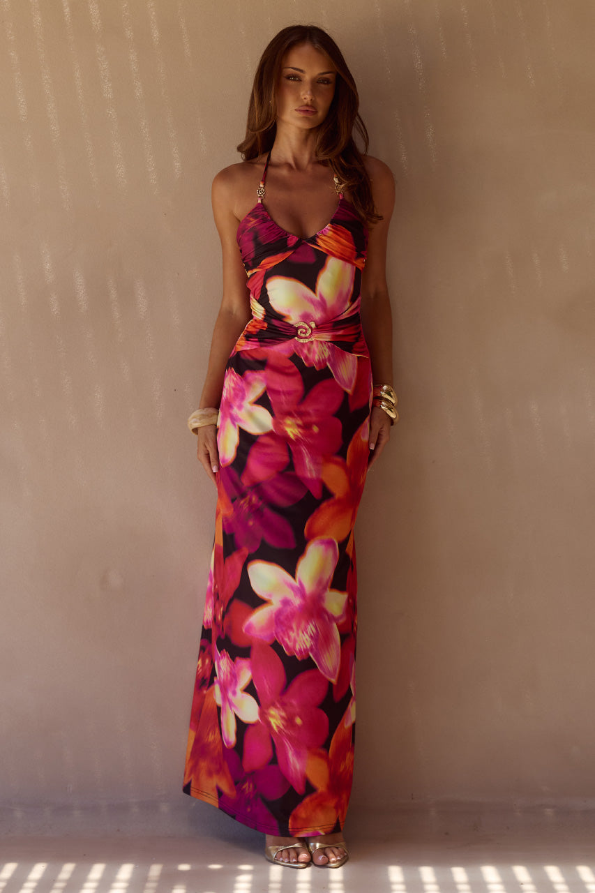 NINA RUCHED HALTER MAXI DRESS - SKYE BLACK XXL - NINARUCHEDHALTERMAXIDRESS-SKYEBLACK