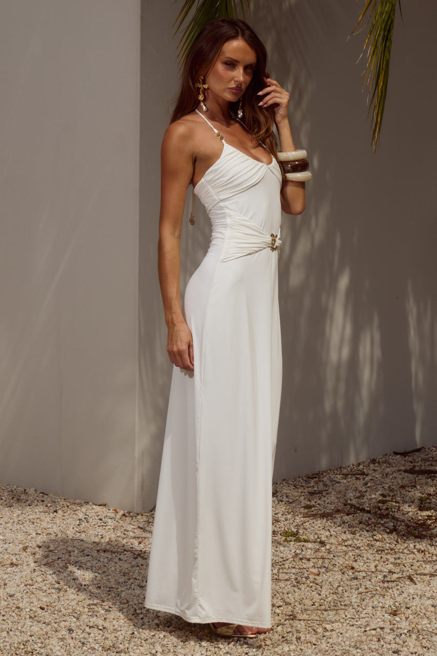NINA RUCHED HALTER MAXI DRESS - WHITE - NINARUCHEDHALTERMAXIDRESS-WHITE-3