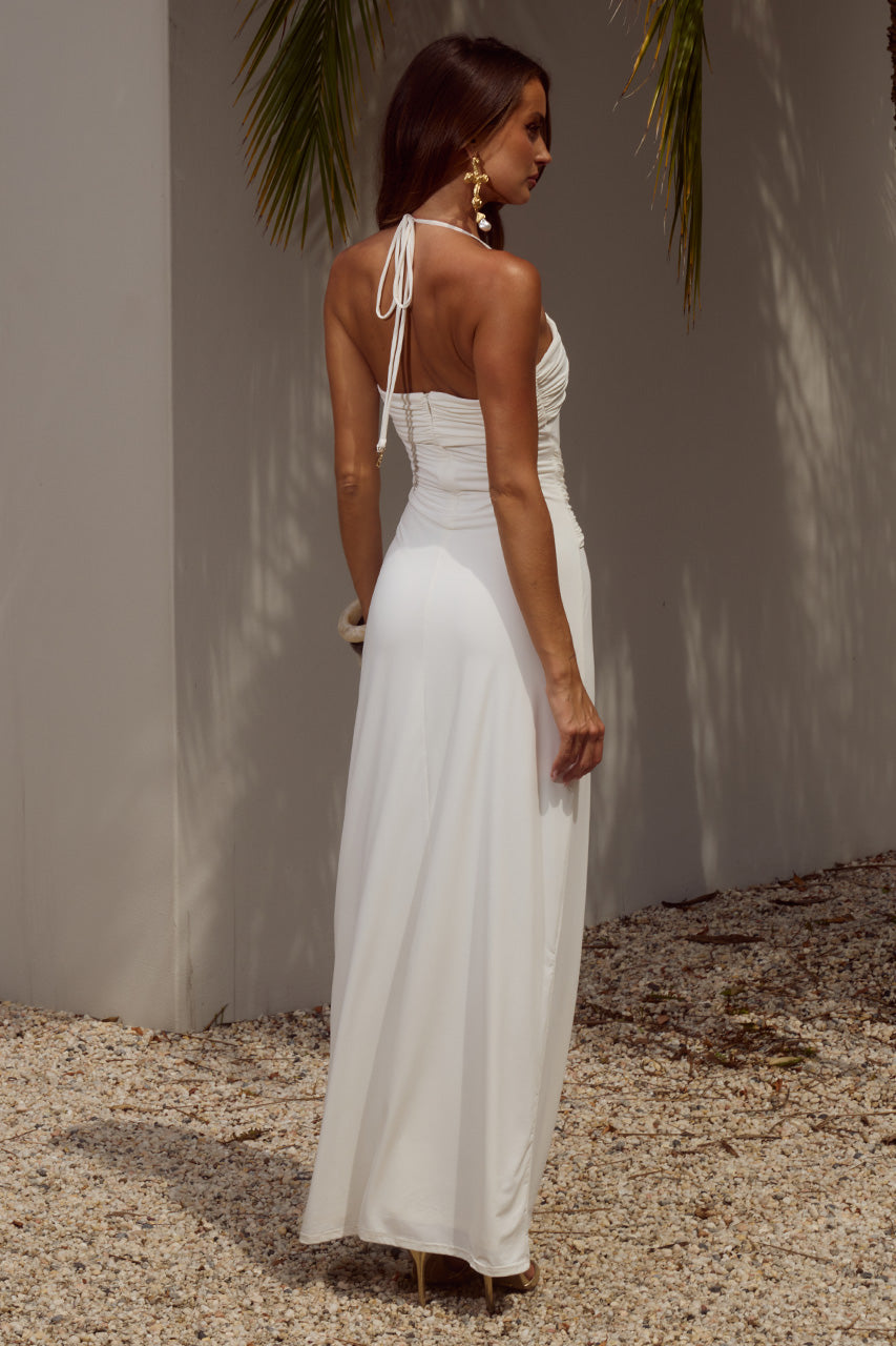 NINA RUCHED HALTER MAXI DRESS - WHITE - NINARUCHEDHALTERMAXIDRESS-WHITE-4