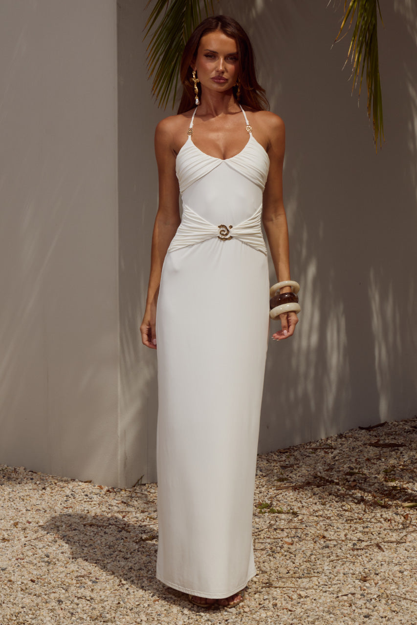 NINA RUCHED HALTER MAXI DRESS - WHITE XXL - NINARUCHEDHALTERMAXIDRESS-WHITE-7
