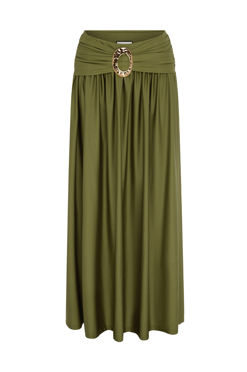 NIVALI DRAPED WAIST MAXI SKIRT - OLIVE - NIVALIDRAPEDWAISTMAXISKIRT-OLIVE