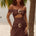 NIVALI OFF SHOULDER MINI DRESS - CHOCOLATE