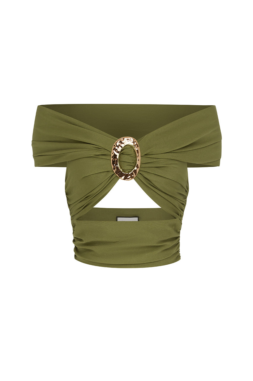 NIVALI OFF SHOULDER TOP - OLIVE - NIVALIOFFSHOULDERTOP-OLIVE