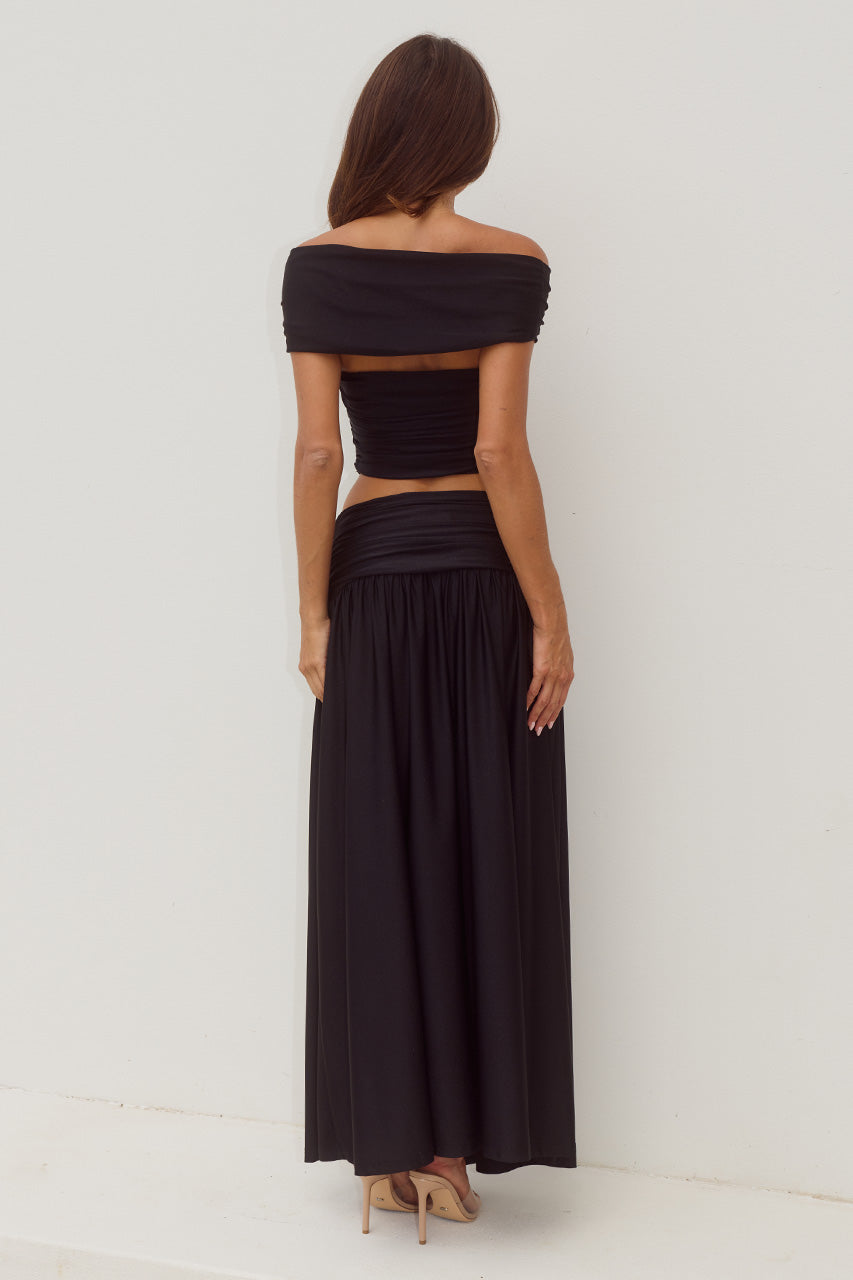 NIVALI DRAPED WAIST MAXI SKIRT - BLACK - NIVALIOFFSHOULDERTOPXNIVALIDRAPEDWAISTMAXISKIRT-BLACK-08