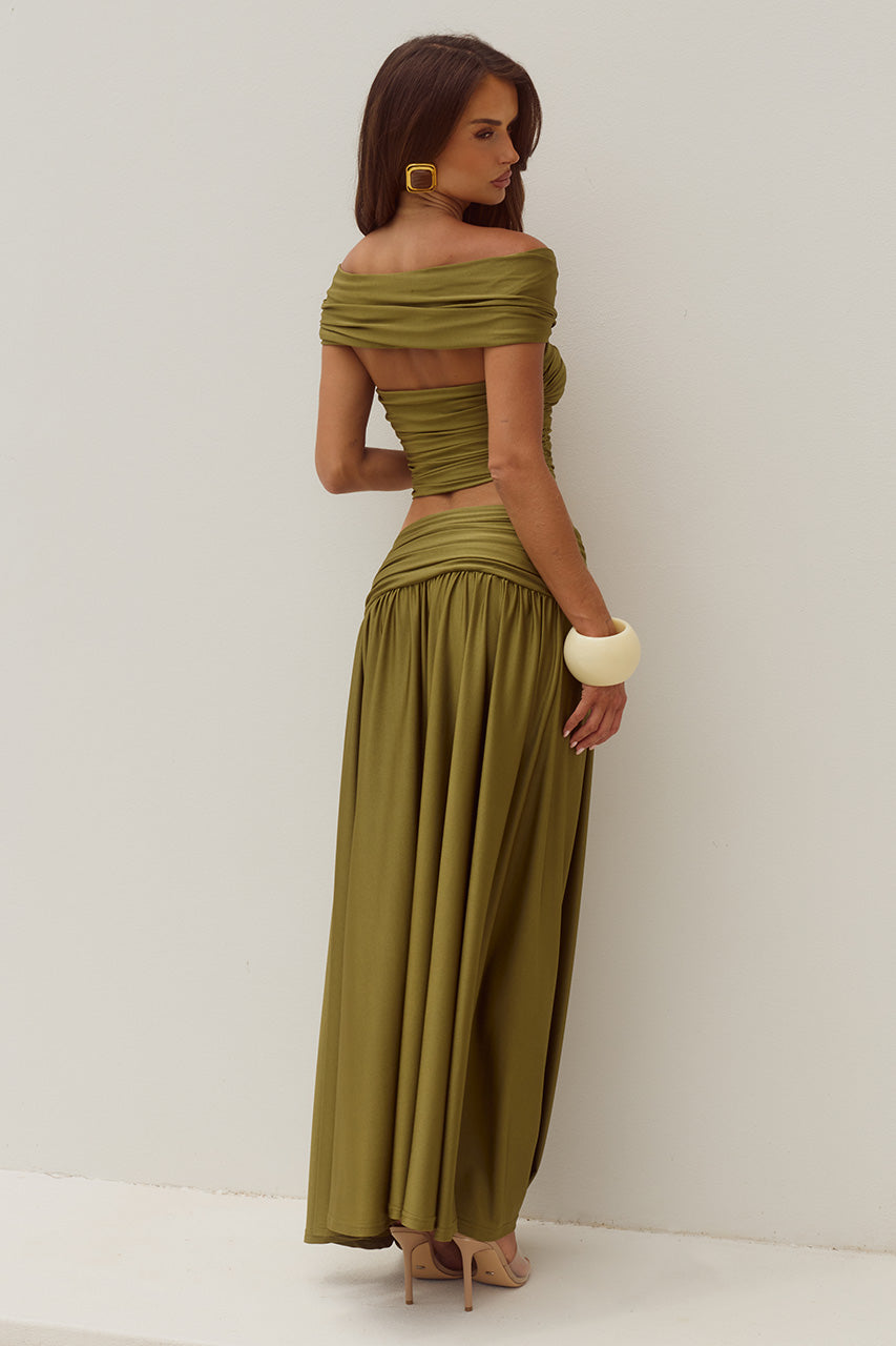 NIVALI DRAPED WAIST MAXI SKIRT - OLIVE - NIVALIOFFSHOULDERTOPXNIVALIDRAPEDWAISTMAXISKIRT-OLIVE-09