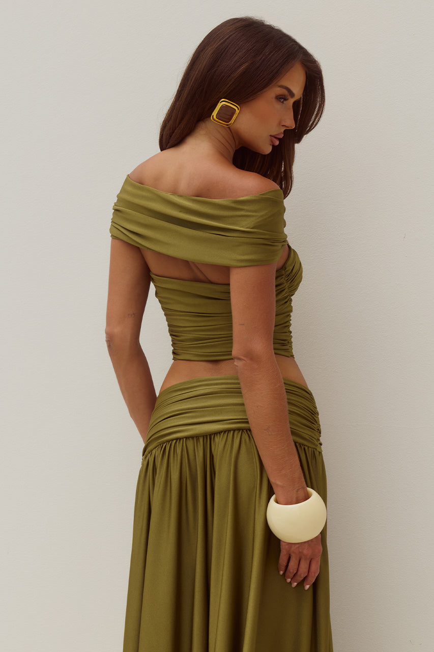 NIVALI OFF SHOULDER TOP - OLIVE - NIVALIOFFSHOULDERTOPXNIVALIDRAPEDWAISTMAXISKIRT-OLIVE-10