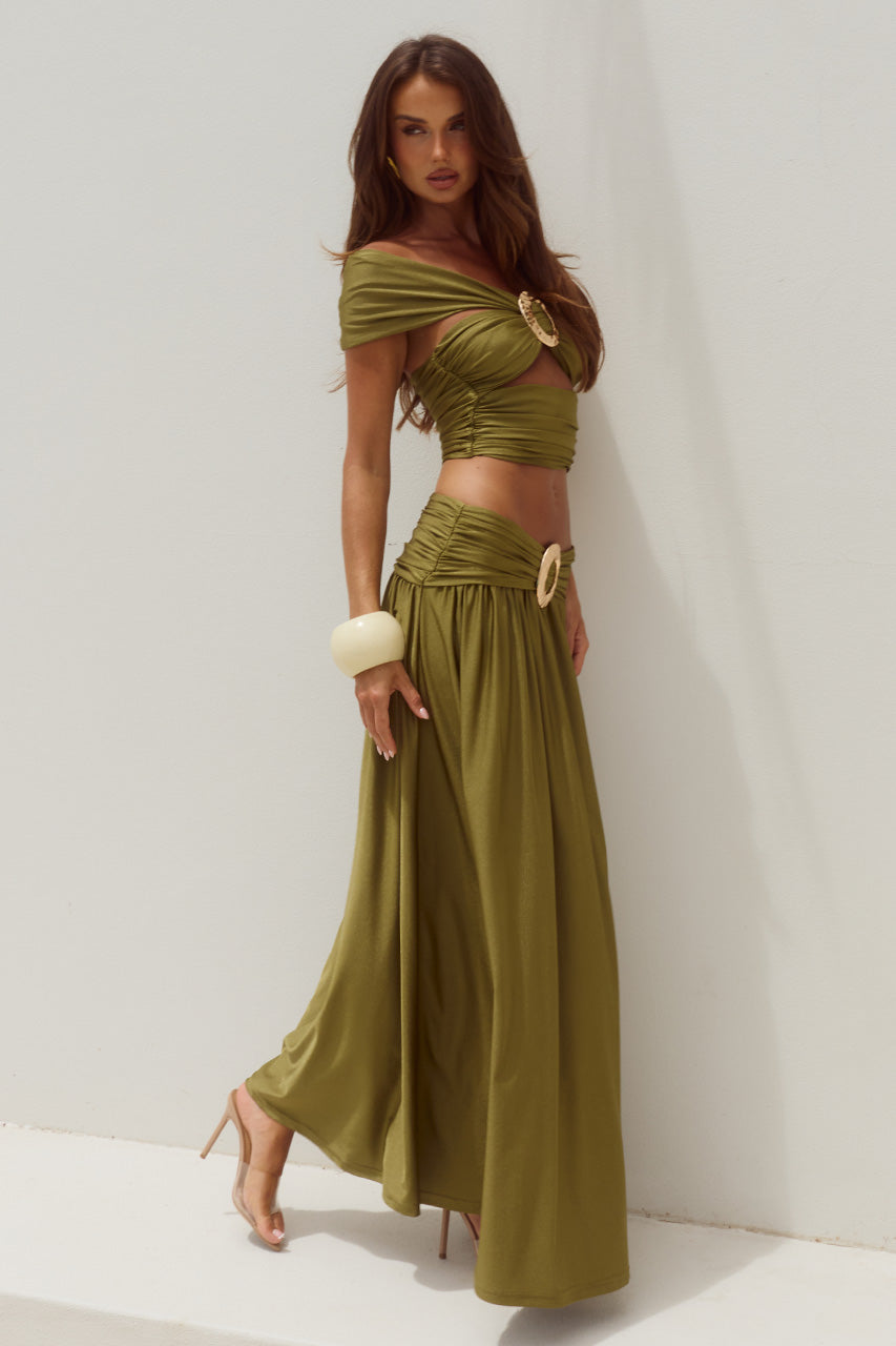 NIVALI DRAPED WAIST MAXI SKIRT - OLIVE - NIVALIOFFSHOULDERTOPXNIVALIDRAPEDWAISTMAXISKIRT-OLIVE-11