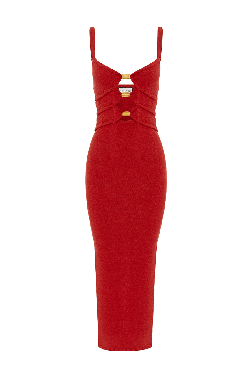 NORMANI MIDI DRESS - RED - NORMANIMIDIDRESS