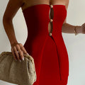 NELLIE STRAPLESS TOP - RED