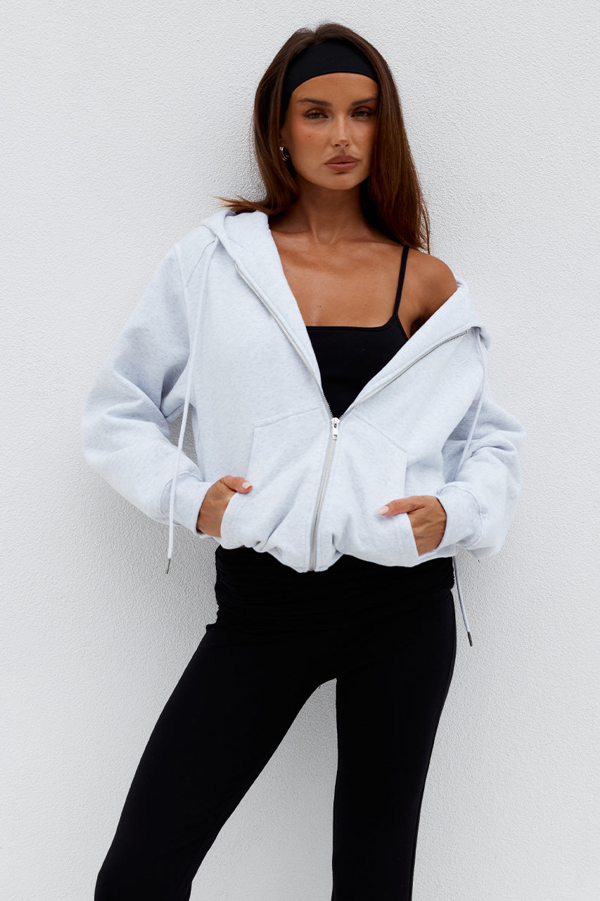 OAKLYNN OVERSIZED ZIP UP JACKET - GREY MARLE
