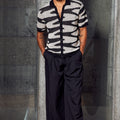 ODIE SHORT SLEEVE KNIT TOP - BLACK/SAND