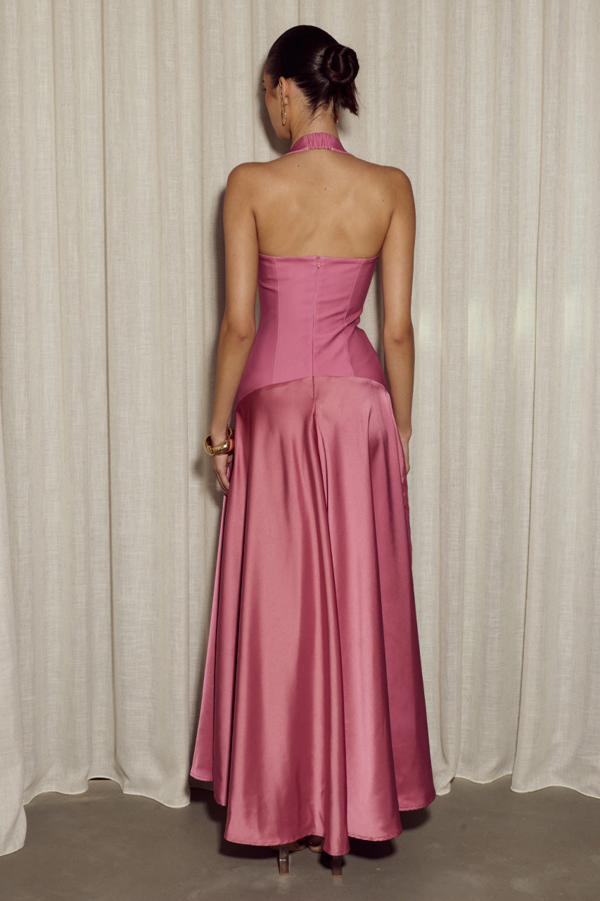 ODINA SQUARE NECK MAXI DRESS - BLUSH
