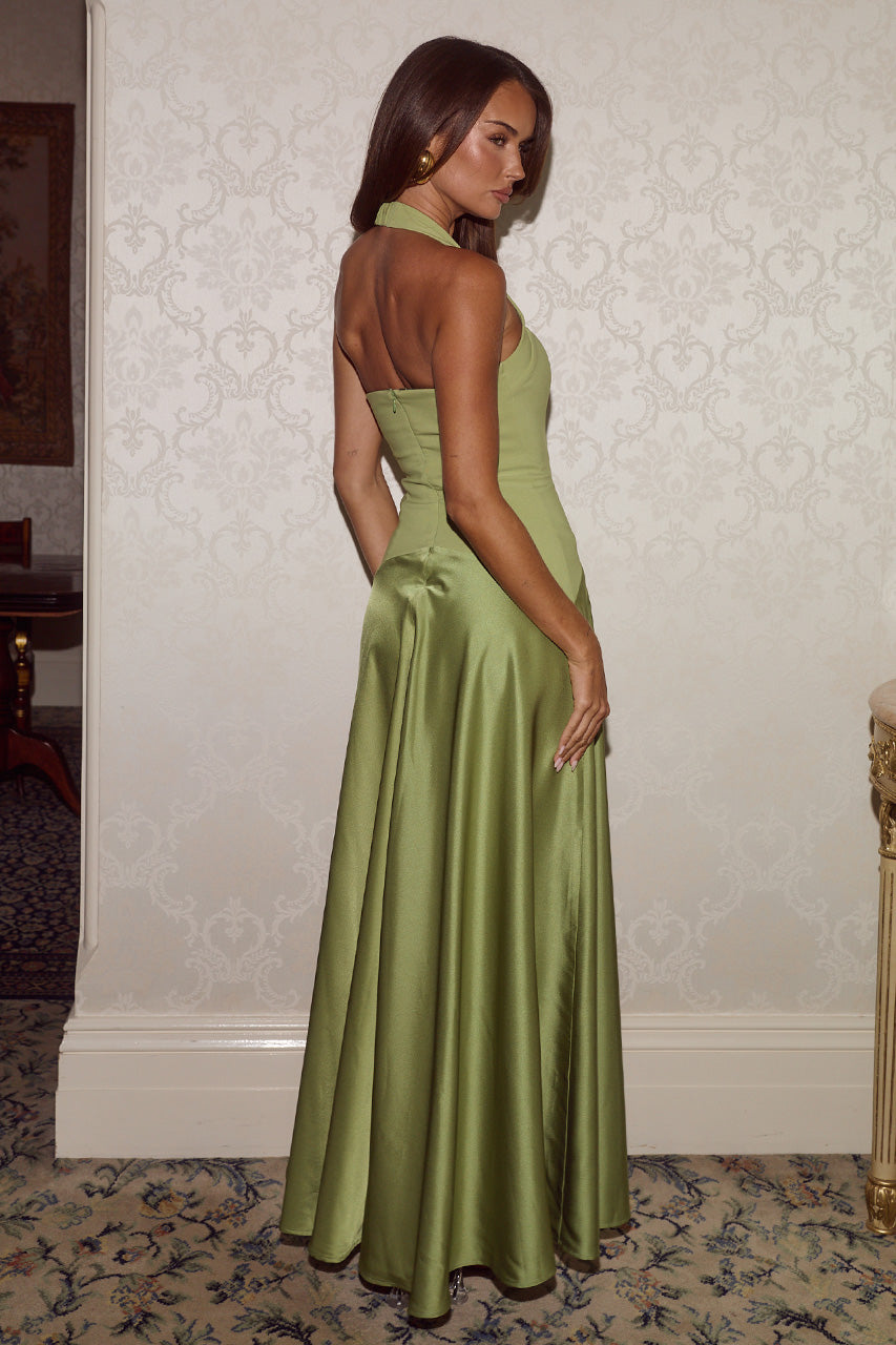 ODINA SQUARE NECK MAXI DRESS - PALM