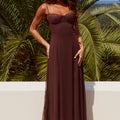 OLEYA BUSTIER LACE MAXI DRESS - CHOCOLATE