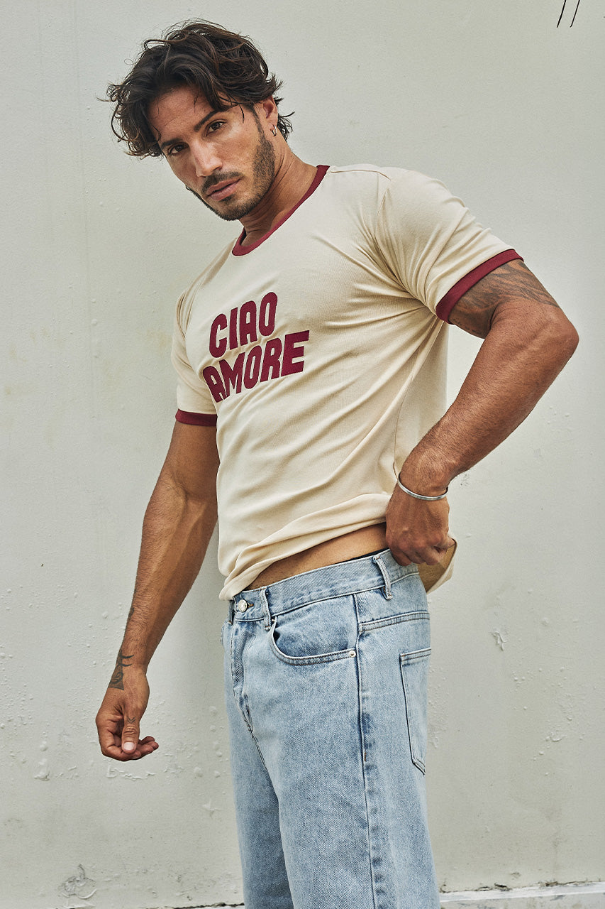 OLIVER SHORT SLEEVE T-SHIRT - SAND/WINE - OLIVERSHORTSLEEVET-SHIRT-SAND_WINE-4_e71e4ad2-3a2e-4a1d-af3c-661aa6dae7c5