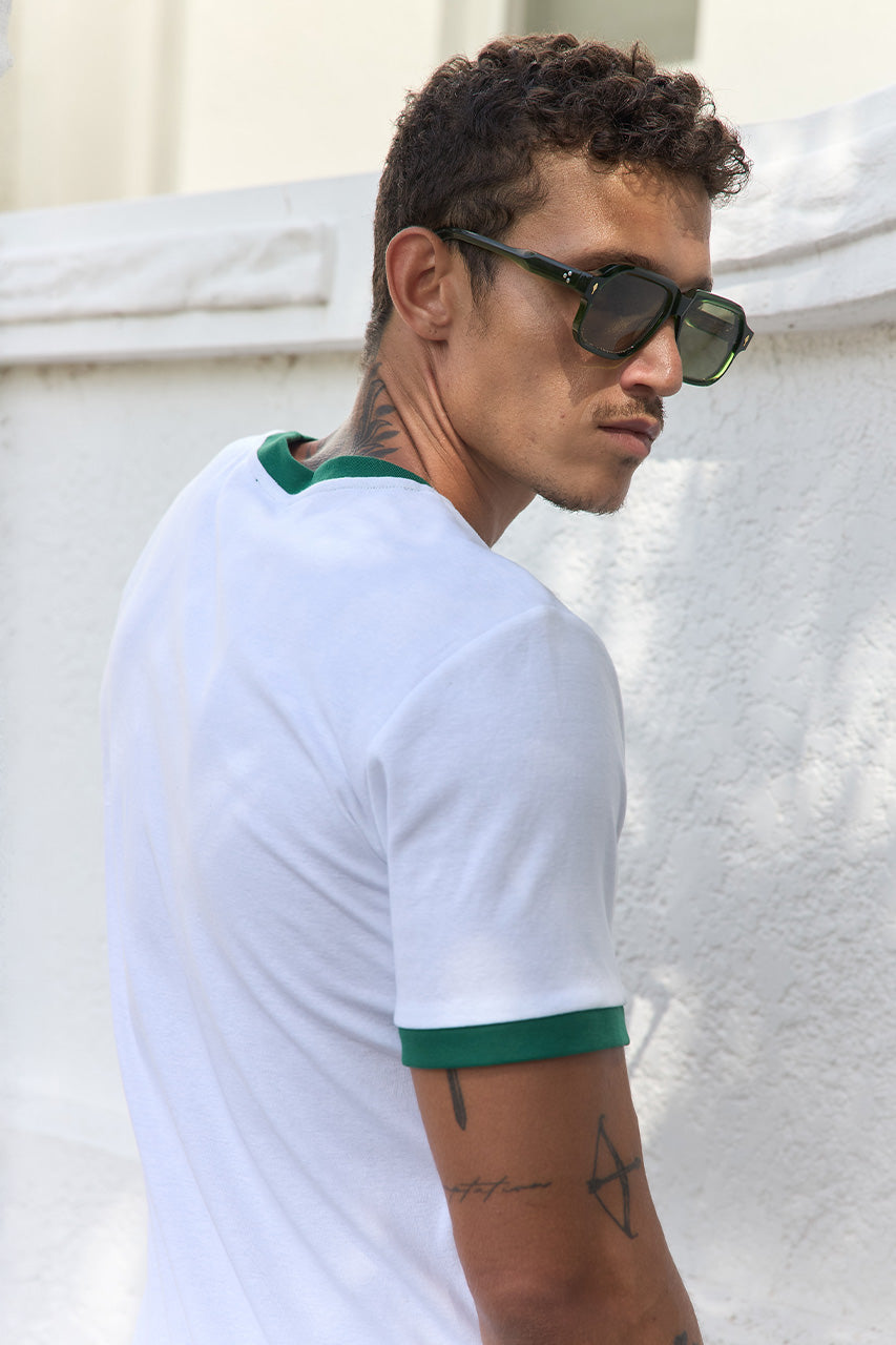 OLIVER SHORT SLEEVE T-SHIRT - WHITE/GREEN