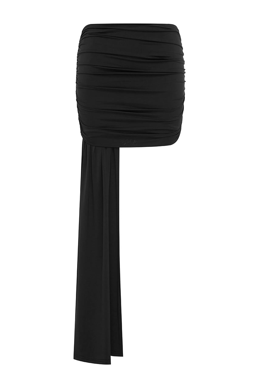 OPALINE LOW RISE RUCHED MINI SKIRT - BLACK - OPALINELOWRISERUCHEDMINISKIRT-BLACK