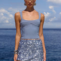 ORION SEQUIN MINI SKIRT - STEEL
