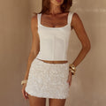 ORION SEQUIN MINI SKIRT - WHITE