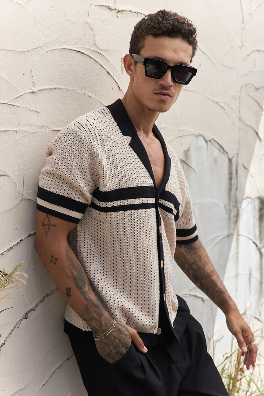 OWEN SHIRT - SAND/BLACK - OWENSHIRT-SAND_BLACK