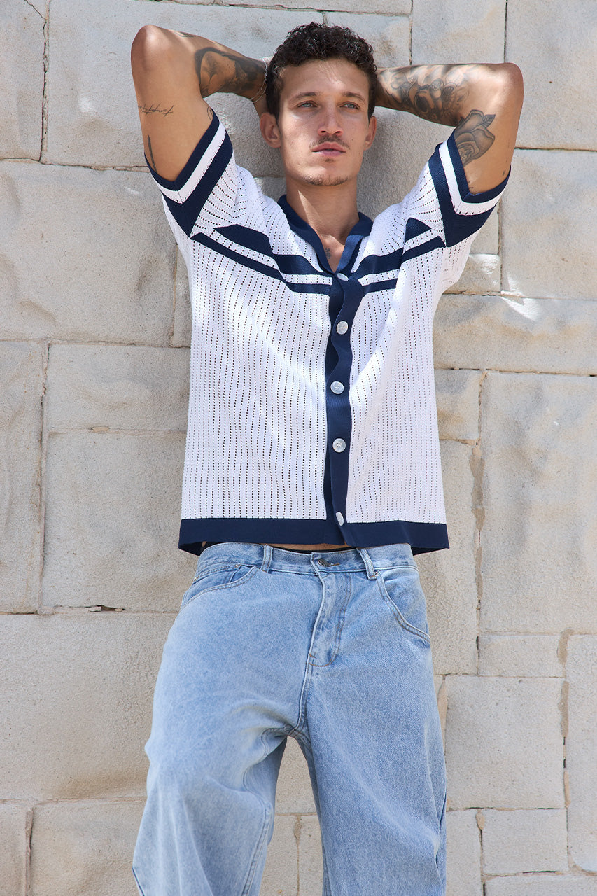 OWEN SHIRT - WHITE/NAVY - OWENSHIRT-WHITE_NAVY-1