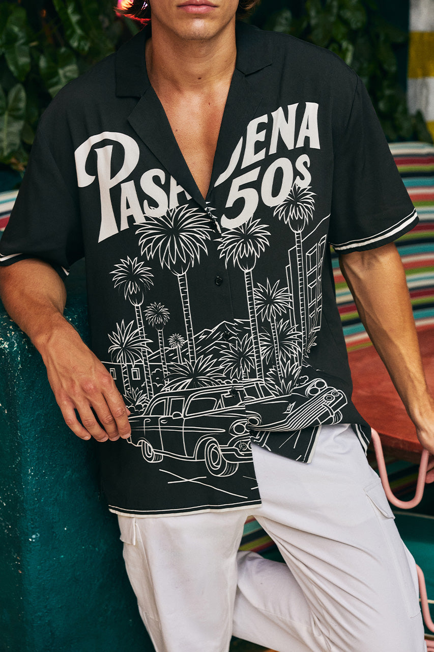 PASADENA SHORT SLEEVE SHIRT - PASADENA BLACK - PASADENASHORTSLEEVESHIRT-PASADENABLACKXCRUISETAPEREDCARGOPANT-WHITE-3