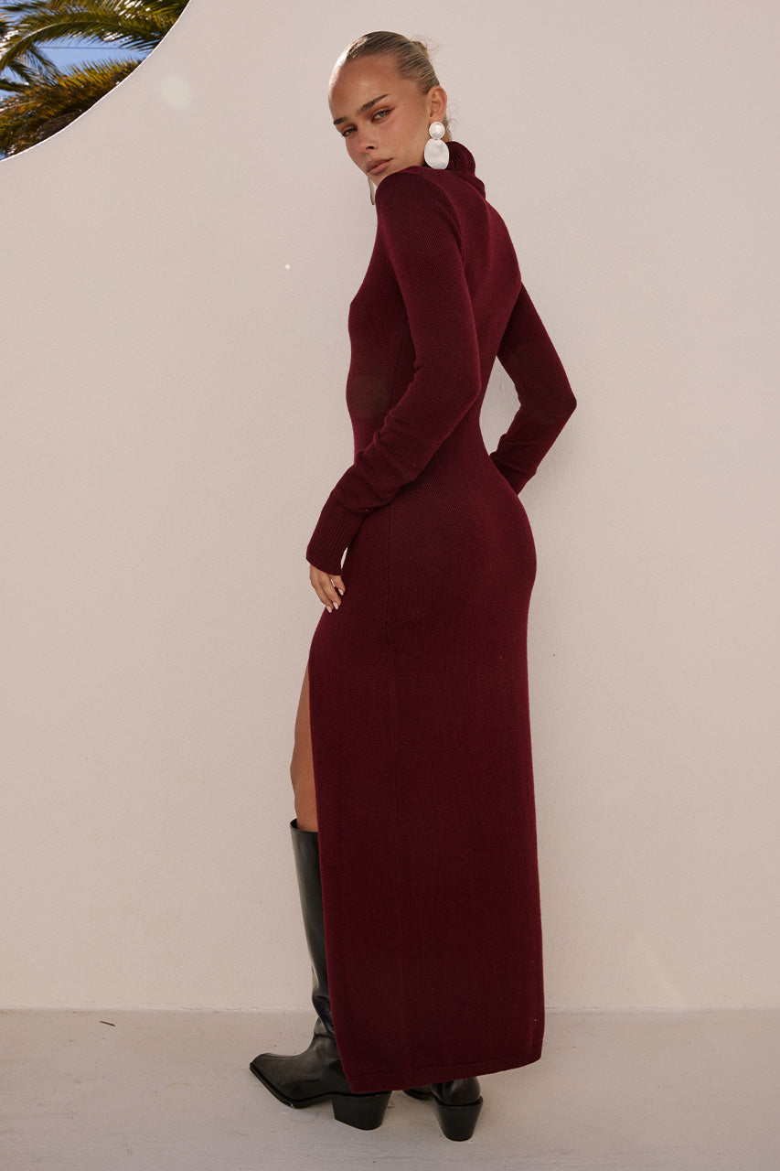 PATRICIA SLEEVED MAXI DRESS - BURNT RED - PATRICIASLEEVEDMAXIDRESS-BLACKCHERRY-2