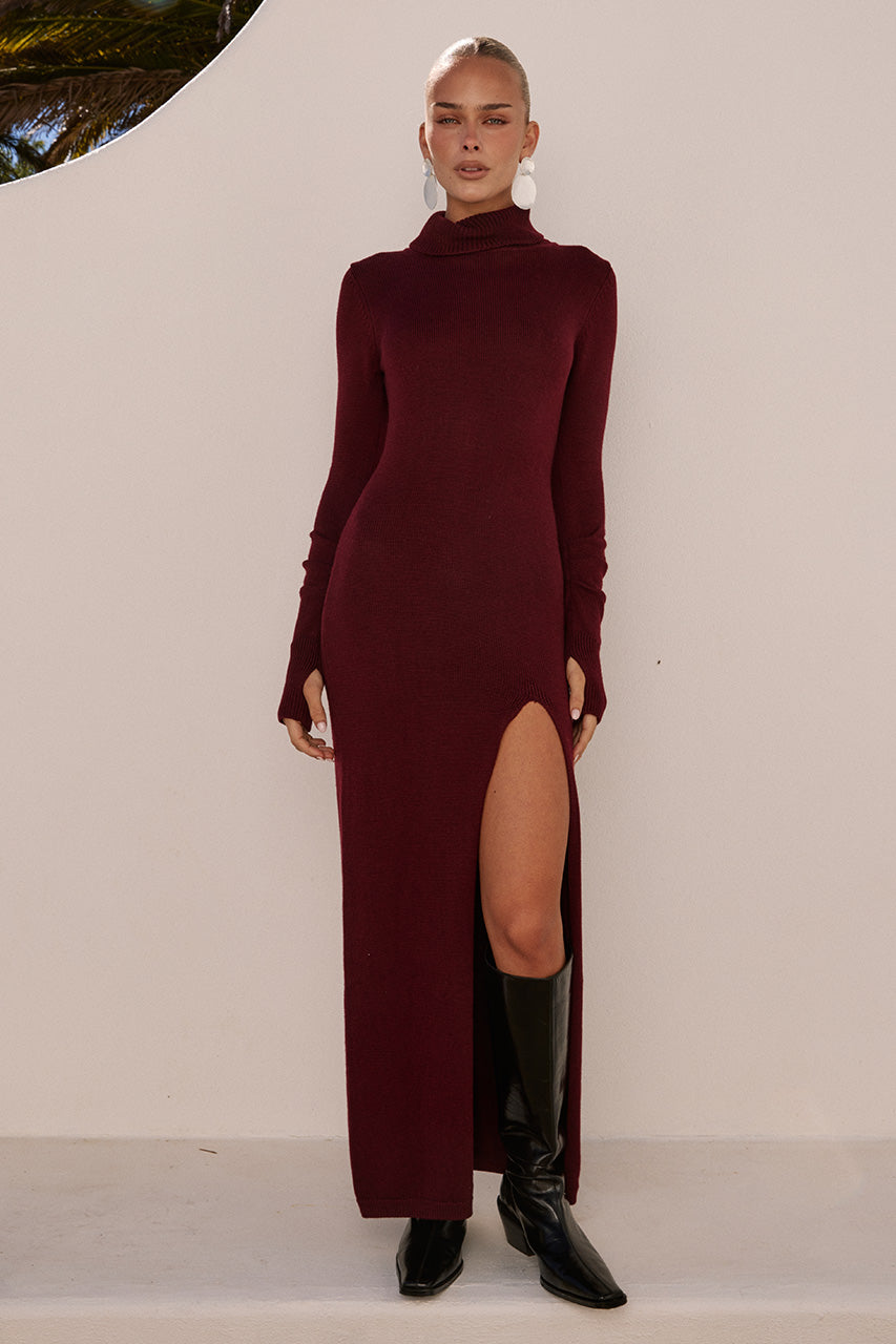 PATRICIA SLEEVED MAXI DRESS - BURNT RED - PATRICIASLEEVEDMAXIDRESS-BLACKCHERRY-3