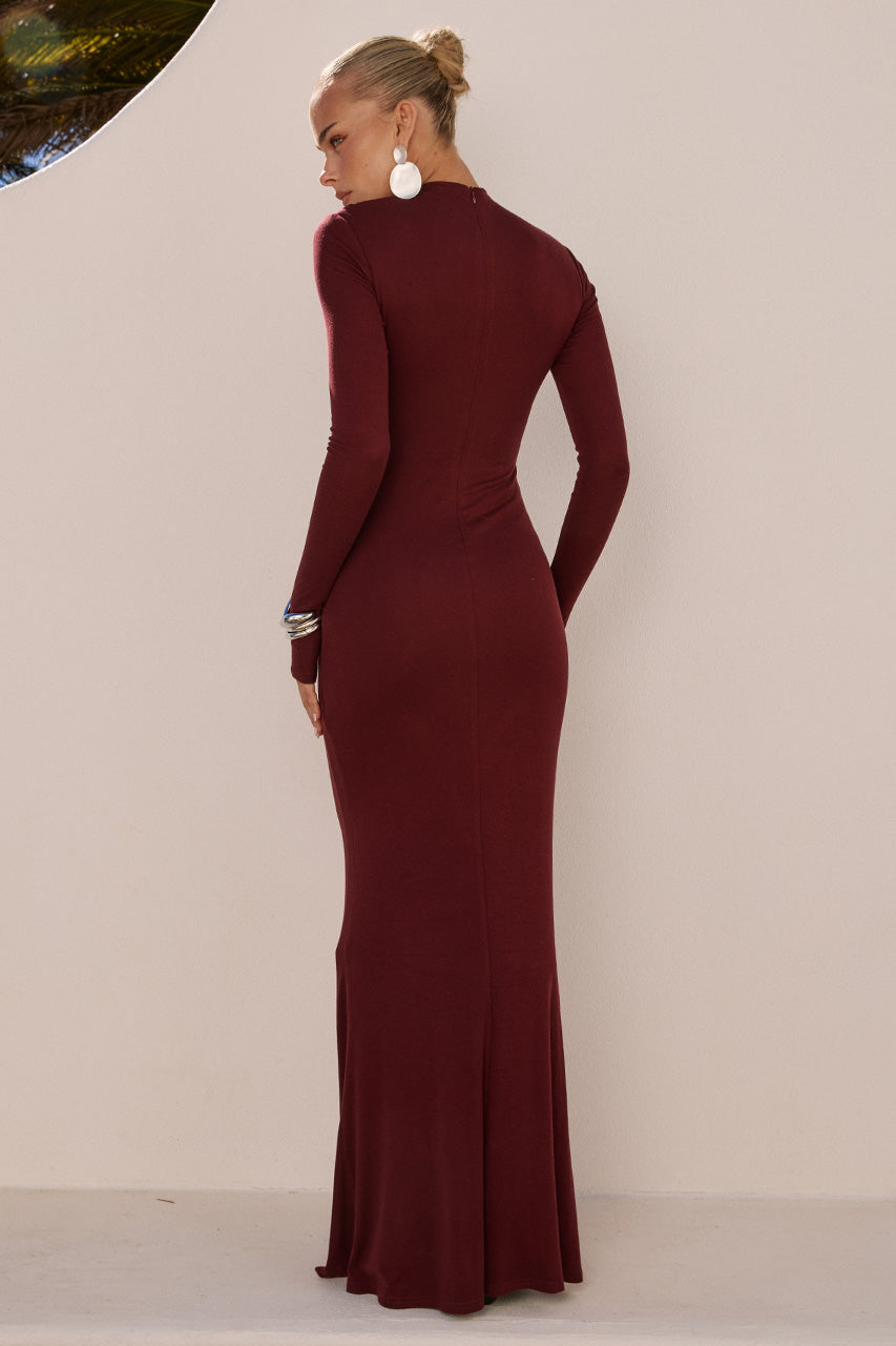 PETRA SLEEVED MAXI DRESS - WINE - PETRASLEEVEDMAXIDRESS-BLACKCHERRY-01