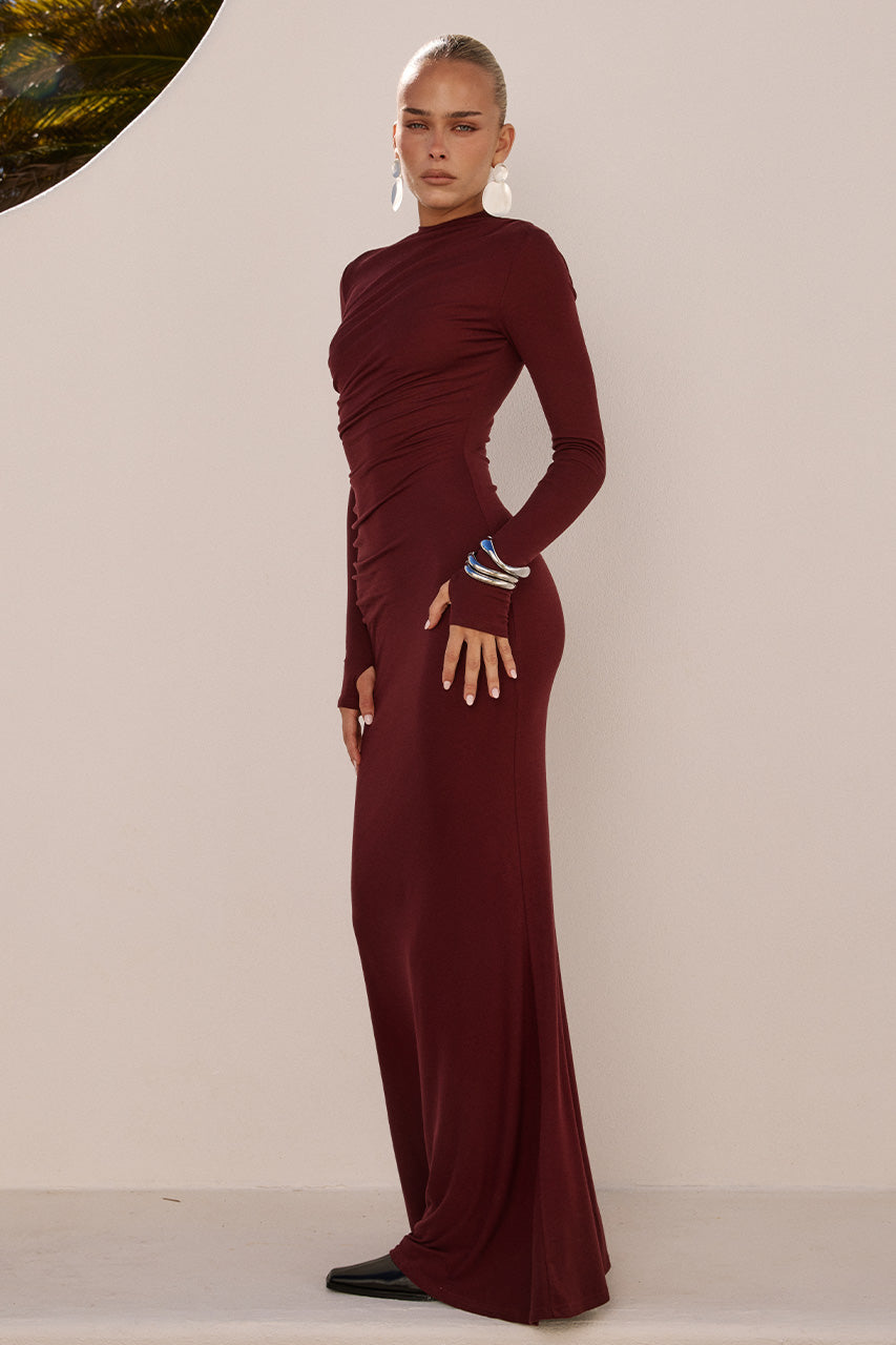 PETRA SLEEVED MAXI DRESS - WINE - PETRASLEEVEDMAXIDRESS-BLACKCHERRY-02