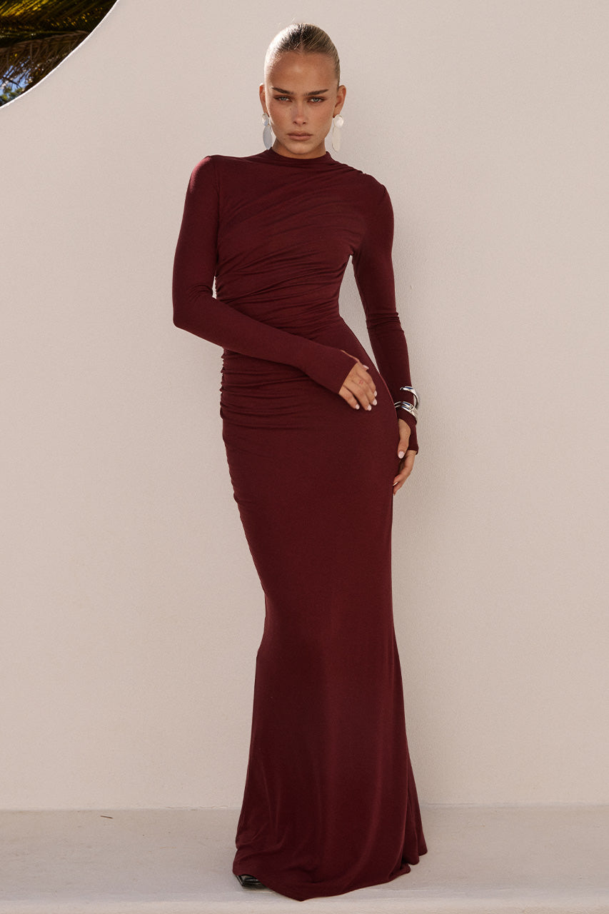 PETRA SLEEVED MAXI DRESS - WINE - PETRASLEEVEDMAXIDRESS-BLACKCHERRY-03
