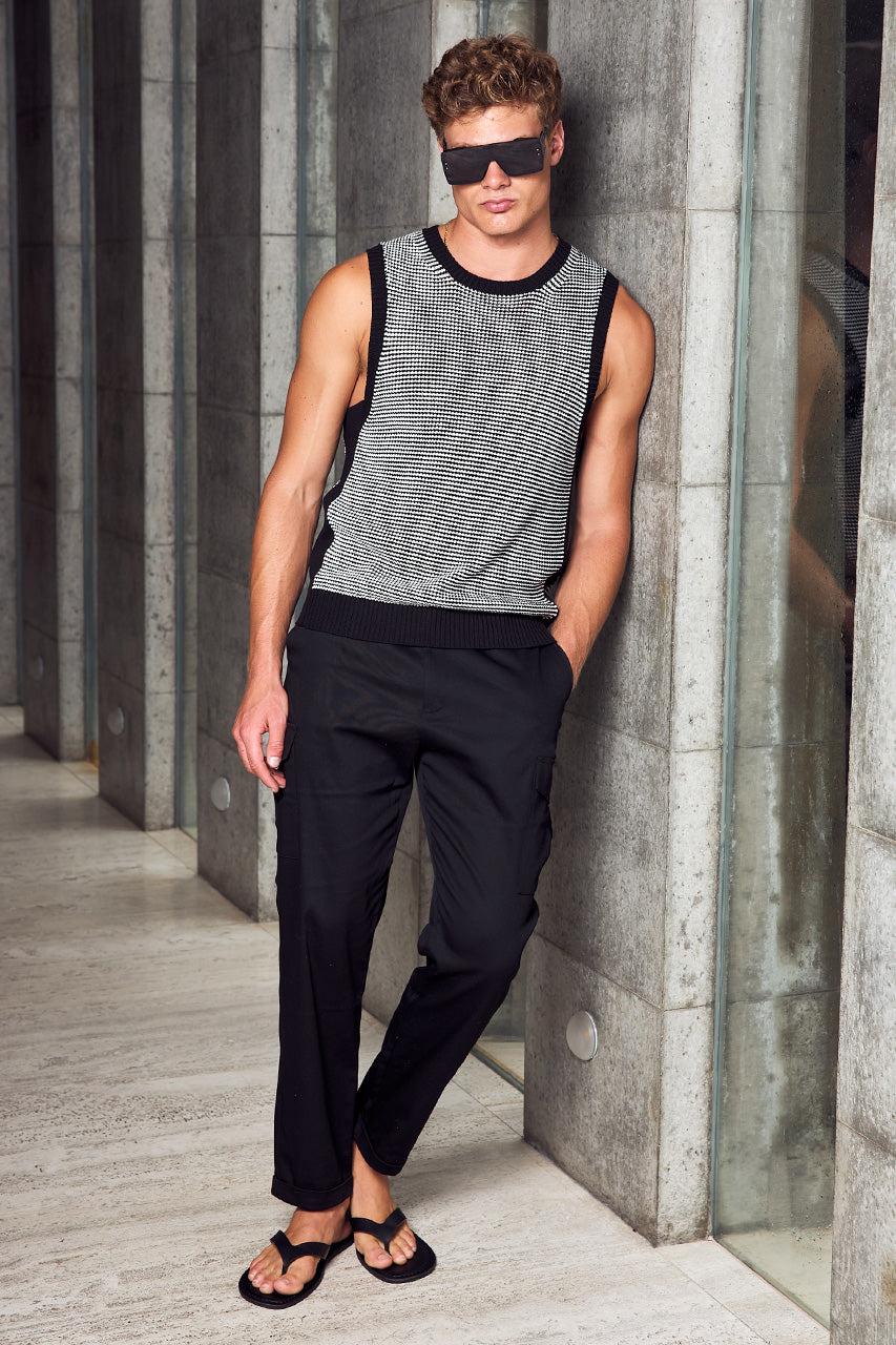 PIETRO KNIT TANK - BLACK/WHITE - PIETRO_KNIT_TANK_-_BLACK_WHITE