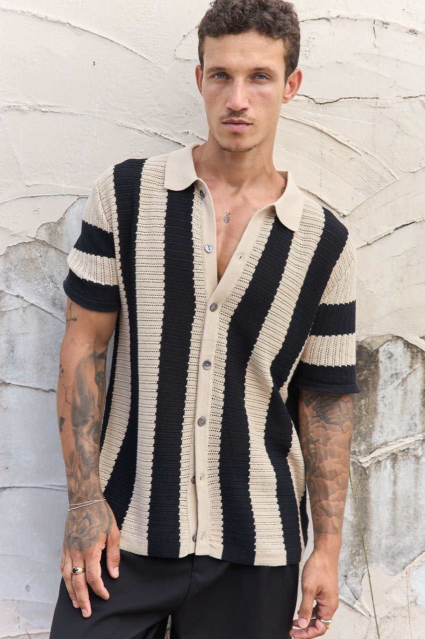 PRESLEY SHIRT - BLACK/SAND - PRESLEYSHIRT-BLACK_SAND