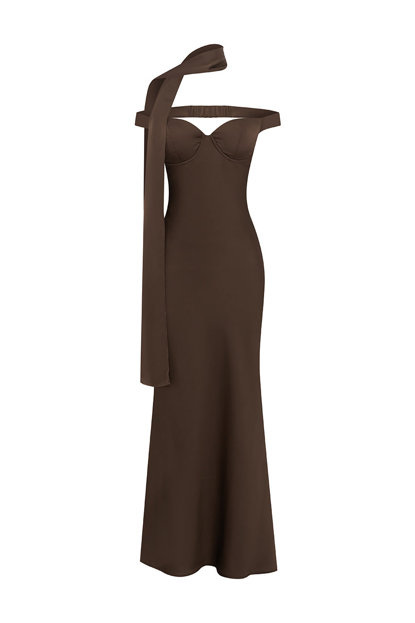 RAPHAELLA OFF SHOULDER MAXI DRESS - BITTER CHOCOLATE - RAPHAELLAOFFSHOULDERMAXIDRESS-BITTERCHOCOLATE_2