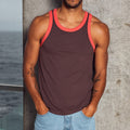RAUL RIBBED SINGLET - CHOC/ORANGE