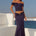 REMINA LOW WAIST RUCHED MAXI SKIRT - NAVY