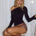 RENZO ONE SHOULDER LONG SLEEVE TOP - BLACK
