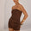 RHIANNON STRAPLESS SHIRRED BACK TOP - CHOCOLATE