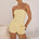 RHIANNON STRAPLESS SHIRRED BACK TOP - LEMON/WHITE POLKA