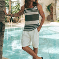 ALCHA TANK - KHAKI/WHITE STRIPE